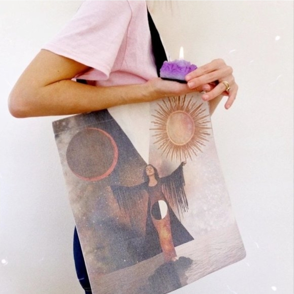Goddess Provisions Free People Boho Printed Witch Sun Moon Magic Tote Bag